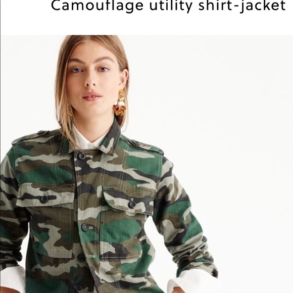 NWT J. Crew Camouflage Utility Shirt Jacket Large - Picture 4 of 8